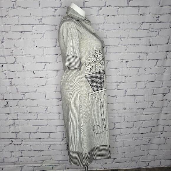 Vintage 1970s Flower Pot Pocket Gingham Dress, size Large - Picture 7 of 12